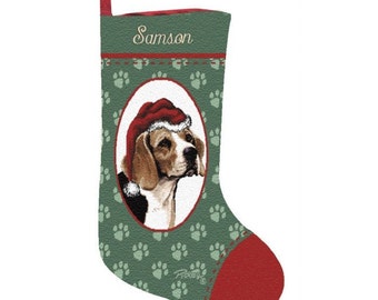 Beagle Dog Personalized Christmas Stocking