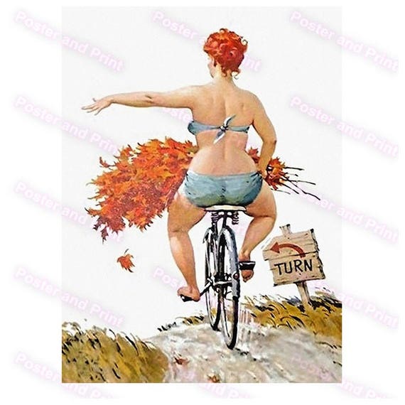 Hilda Bike Ride Flowers Sexy Bikini Pinup Wall Art Bryers