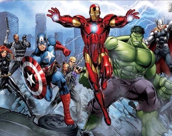 7x5ft Printed Superhero Birthday Backdrop / Superhero Banner / Avengers / Captain America / Iron man / Hulk / Superhero party