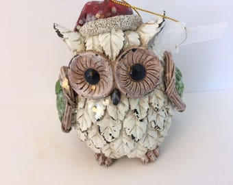 Santa owl ornament owl santa vintage owl christmas owl