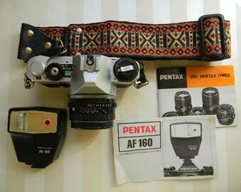 Vintage PENTAX MG with 50mm, Camera, Flash, Instructions