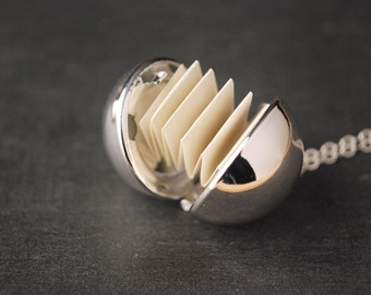 Silver Secret Message Necklace, Ball Locket Pendant