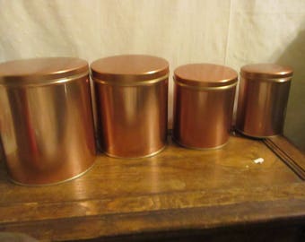 Tin Canisters Copper color set of 4 nesting