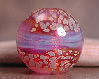 Lampwork Focal Bead, Round Lampwork Focal Bead, Art Glass, Fire Opal Series, Divine Spark Designs, SRA