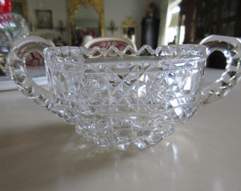 CUT GLASS SUGAR Bowl with Handles