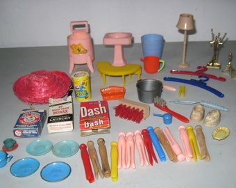 Lot of Vintage Dollhouse furniture and accessories