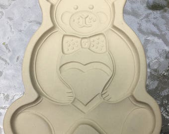 ON SALE Cookie Mold Pampered Chef 1991 Stoneware Teddy Bear Paper Making Supplies