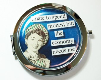 Funny compact mirror, purse mirror, humor, funny saying, compact mirror, pocket mirror, blue, shopping (2650)