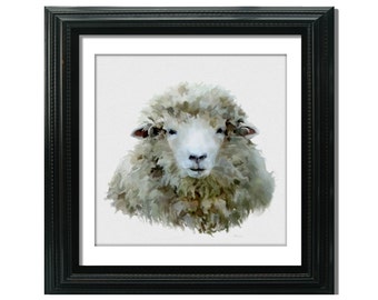 Sheep Fine Art Print, Farm Yard Art, Farm Animal, 8x8 12x12 Country Home Decor