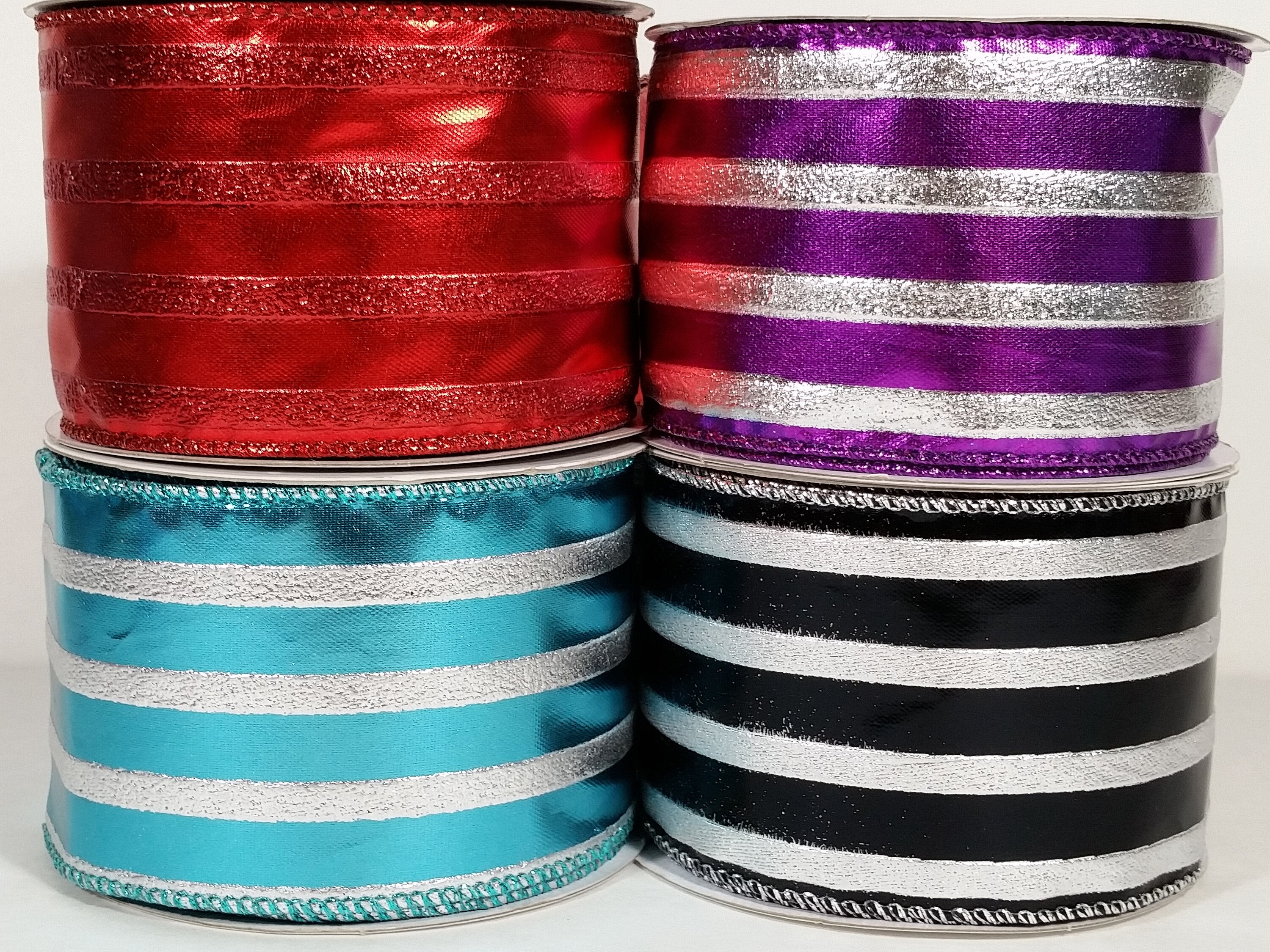2 1/2" Foil Metallic Striped Ribbon 10 Yards from StarbowDreams on