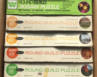 7 ROUND puzzles, whitman 70s