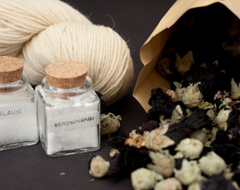 Natural Dye Kit - Hollyhock - organic wool - dyeing with plant dyes