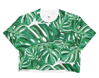 Ladies Monstera Crop Top
