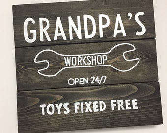 Grandpa's Workshop, Papa's Workshop, Toys Fixed Free, Gifts for Dad, Gifts for Grandpa, Gifts for Him, Father's Day Gift, Dad Sign