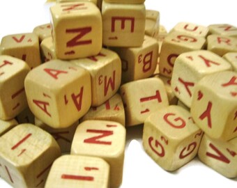 Vintage Scrabble Letter Cubes set of 25