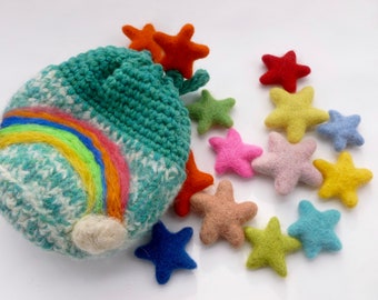 Counting stars felted wool play set Waldorf inspired ready to ship