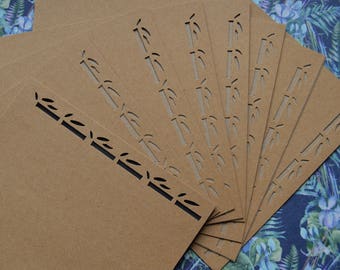 Set of 8 cards and envelopes bamboo 13x13cm kraft paper
