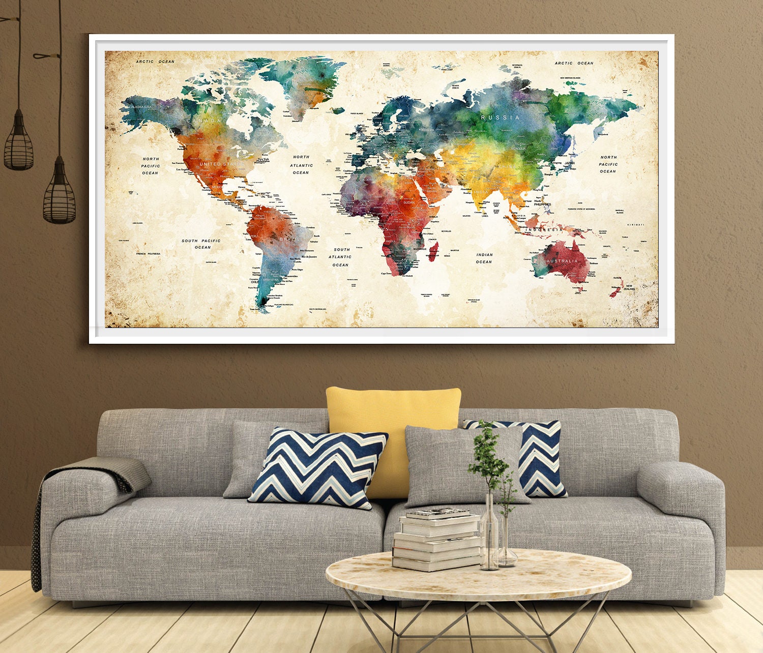 Carte de monde punaise vaste monde