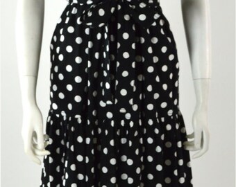 ON SALE POLKA Dot Dress: Vintage Polka Dot Dress // Black and White Polka Dot Dress // 80s Polka Dot Dress // Polka Dot