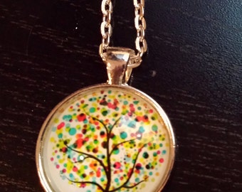 water color tree pendant