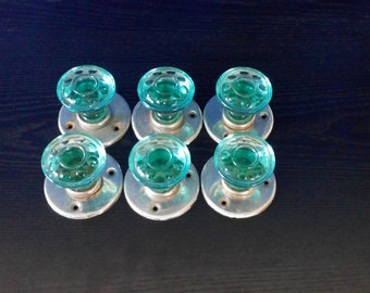 Jahrgang Grün Glas-Türgriffe Set aus 6 Türgriffe glasknäufe Made in UdSSR