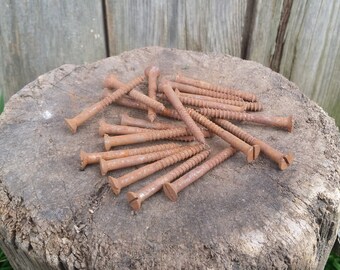 Vintage screws, Rusty screws, Set of 20 screws, Old screws, Rusty tools, Metal screws, Wood screws, Old tools.