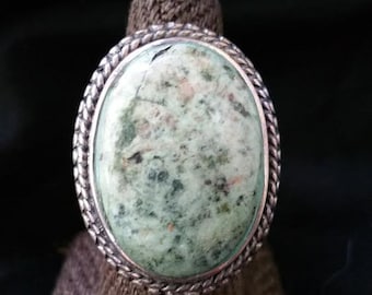Jasper Sterling Ring Ornate Setting