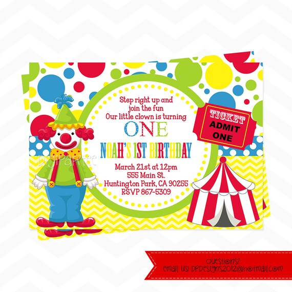 clown birthday party invitation