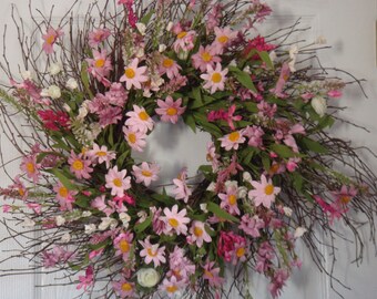 Spring wreath, spring door wreath, summer wreath, spring decoration, front door wreath housewarming gift, floral wreath, summer decoration