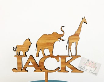 Custom Safari Animal Cake Topper or Cupcake Topper- Jungle cake topper/zoo party decor/Lion/Elephant/Giraffe/Jungle animals/African Animals