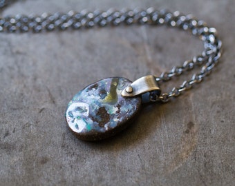 Australian Boulder Opal Necklace, Raw Boulder Opal Necklace, Koroit Opal Necklace, Raw Opal - Keeper of Secrets