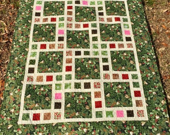 Throw Quilt Chickadees, Chickadee Lap Quilt, Christmas Quilted Lap Throw, Sofa Lap Throw Quilt, Quiltsy Handmade