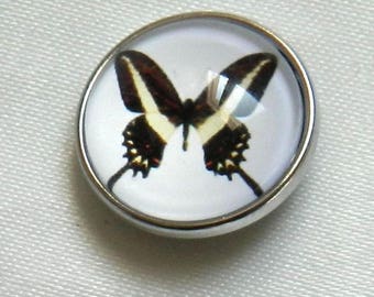 black and pale yellow Butterfly snap chunk snap button
