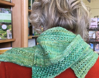 Beaded hand knit silk scarf
