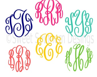 Master Circle Monogram Font Script Cursive font SVG DXF EPS instant download design for cricut or silhouette
