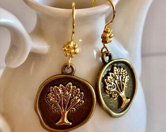 Tree of Life Earrings- Wax Seal Style Earrings