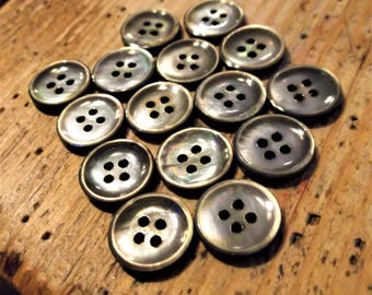 Vintage, Mother of Pearl Buttons, Set of 15