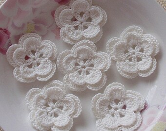 6 Crochet Flowers In Off white YH-022-05