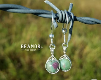 Gemstone 6mm Herringbone Weave wrapped Earrings