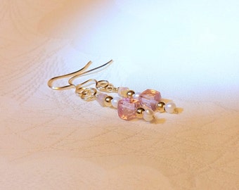 Pink Topaz Earrings, Pink Topaz Gold Earrings. December Birthstone