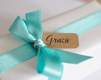kraft tag "Grazie" for your party or wedding, set of 50