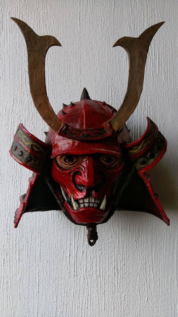 Samurai Mask Paper Mache Mask Samurai Helmet Home Decor