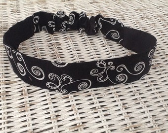 Black White Swirl Headband - Womens Reversible Headband - Fabric Headband - Adult Headband - Girls Headband - Fashion Headband - Hair Bands