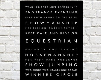 Equestrian - Typography, Personalized Print, Riding, Typography Print, Typography Poster - Horseback Riding, Horse Decor, Equestrian Decor