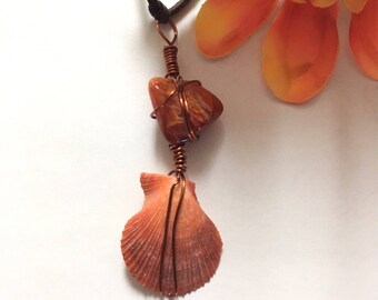 Crystal & sea shell pendant