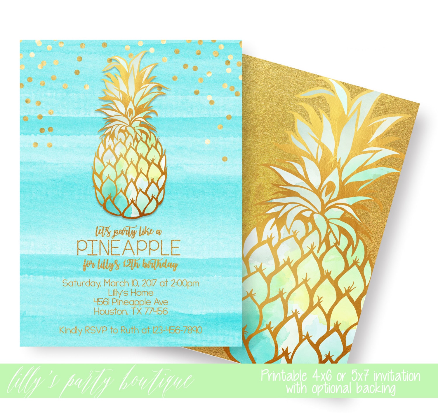 Pineapple Invitation Party Like A Pineapple Aloha Pineapple