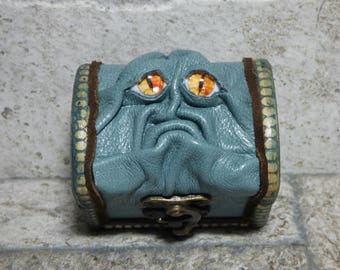 Treasure Chest Desk Organizer Monster Trinket Dice Box Ring Box Small Storage Stash Teal Leather Harry Potter Labyrinth 289