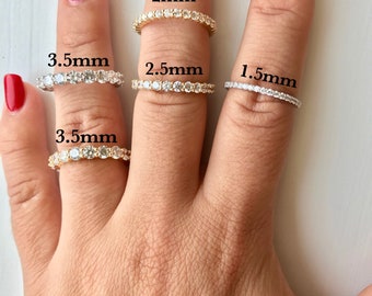 14K SOLID Gold Eternity Band With AAA CZ 14K Weddings Bands. Eternity Band. Full Eternity Stacking Ring. Mothers Day Gift. Free Shipping.