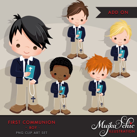 First Communion Clipart for Boys Add On. Cute Communion