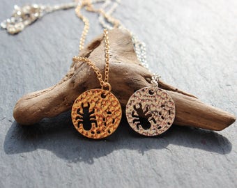 Ant chain hammered in gold or silver necklace